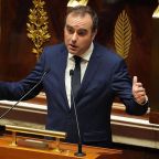 French Prime Minister Sebastien Lecornu delivers his speech before a no-confidence vote, Thursday, Oct. 16, 2025 at the National Assembly in Paris. (AP Photo/Thibault Camus)/PAR108/25289273526159//2510160940