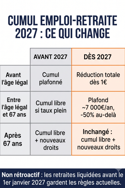 Cumul Emploi-retraite 2027 : ce qui change